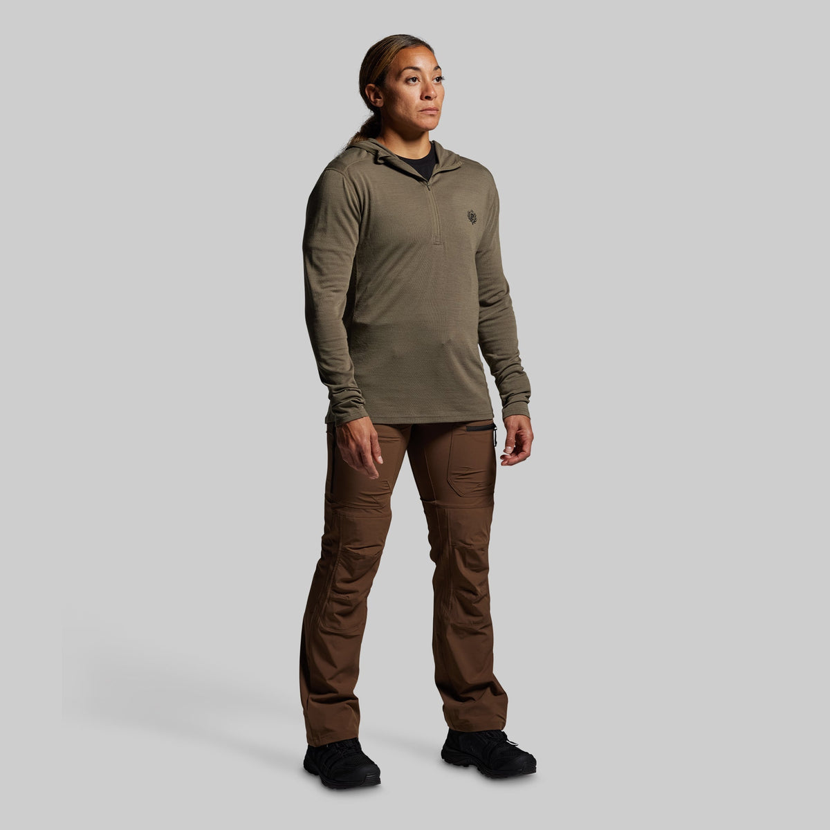 Women's Ridgeline Merino Half Zip Hoodie 165 (OD Green)