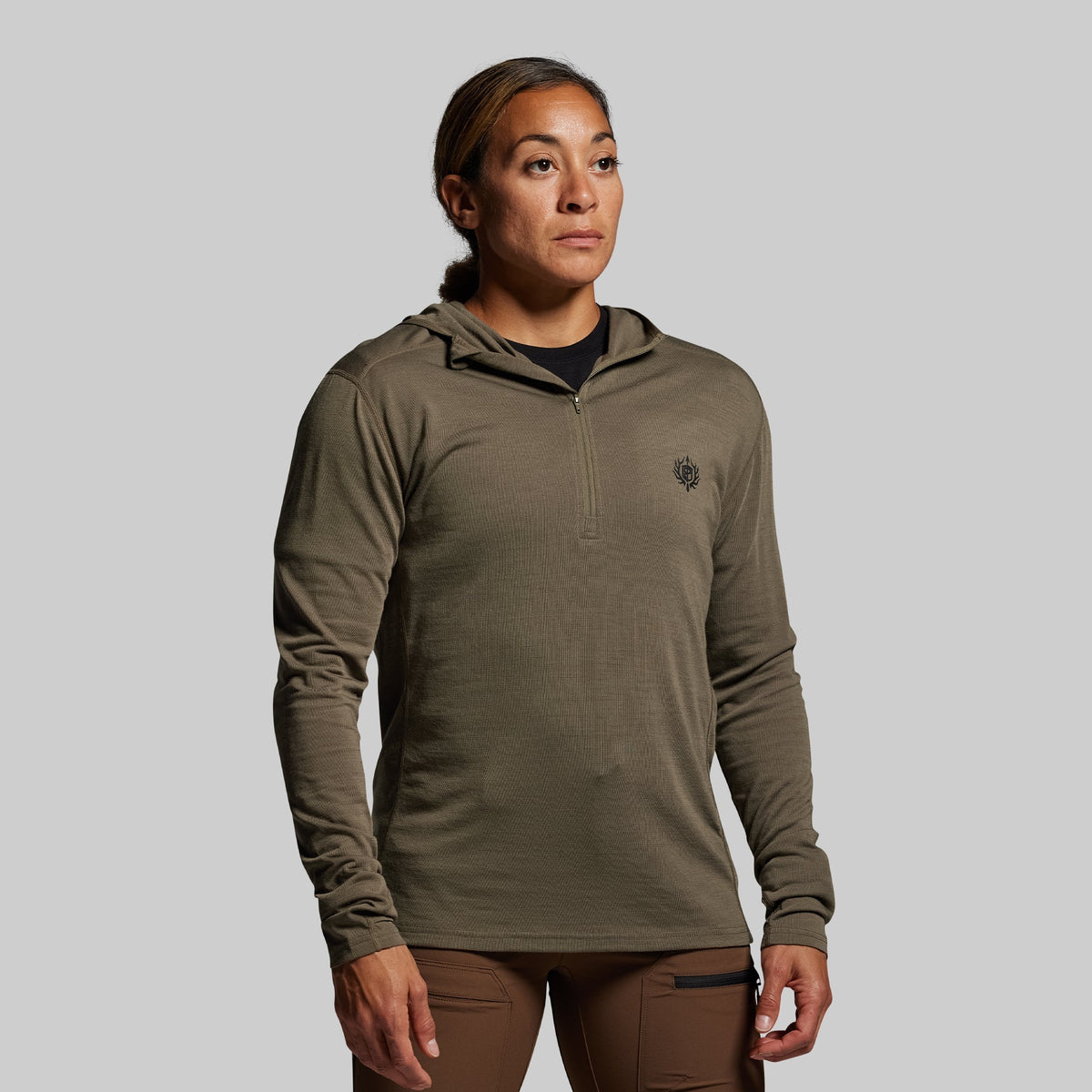 Women's Ridgeline Merino Half Zip Hoodie 165 (OD Green)