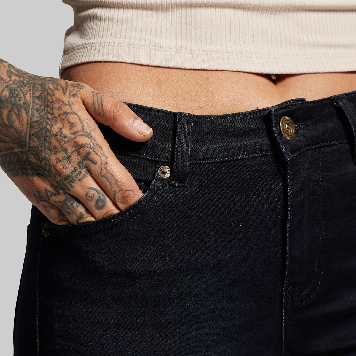 FLEX Stretchy Mid-Rise Boot Cut Jean (Black)