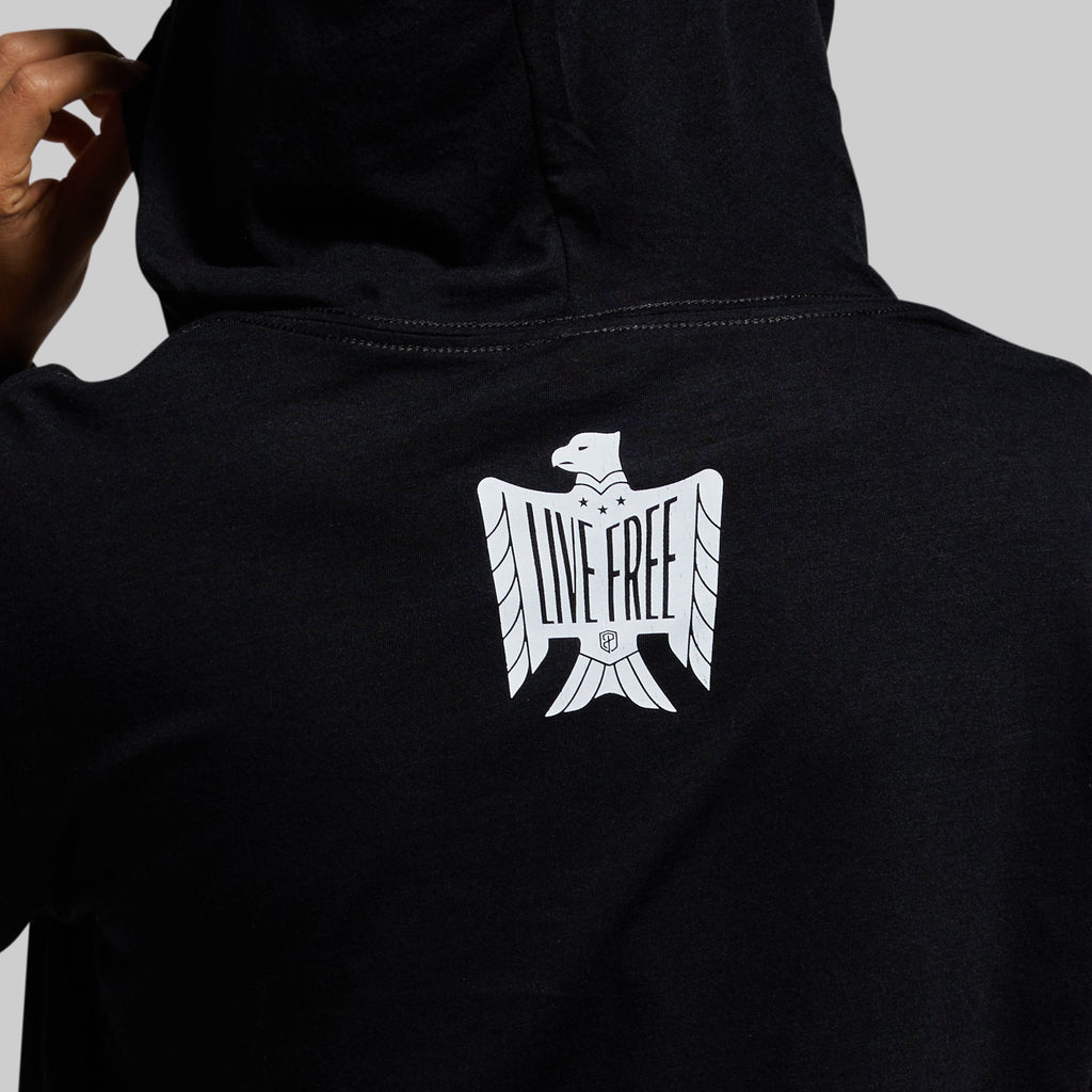 Live Free Cropped T-Shirt Hoodie (Black)