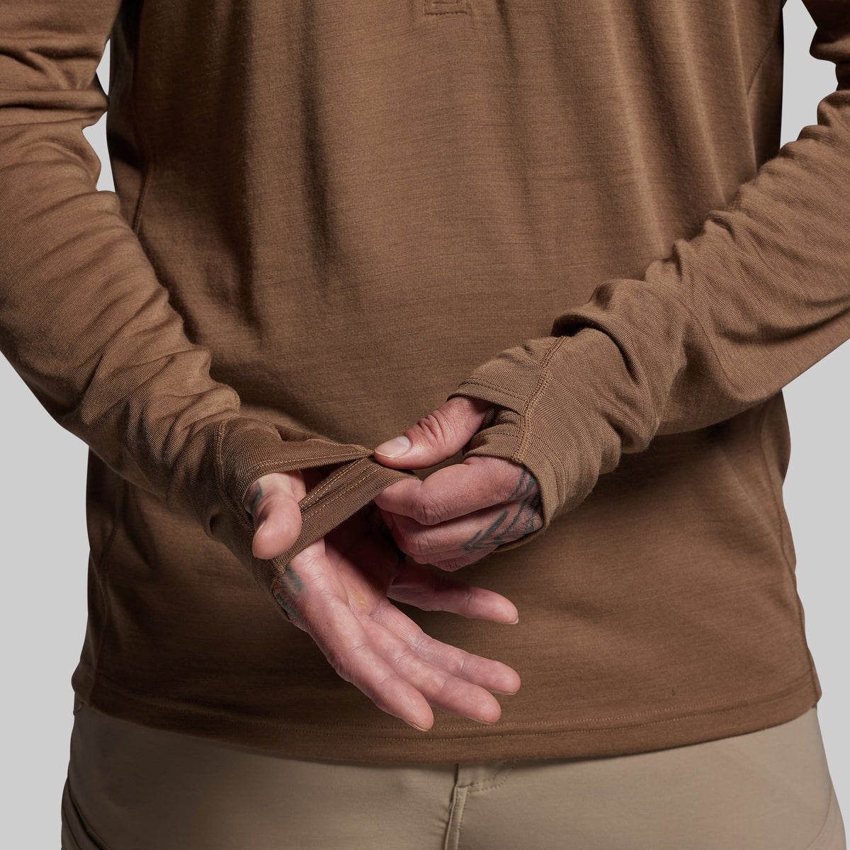 Ridgeline Merino Half Zip Hoodie 165 (Coyote Brown)