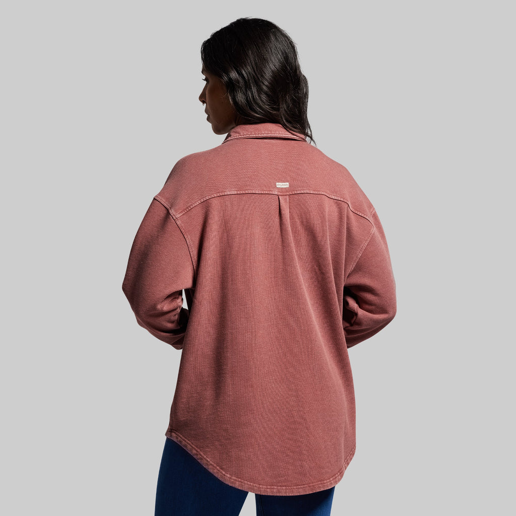 Women's Oversized Washed Button Up (Rosewood)