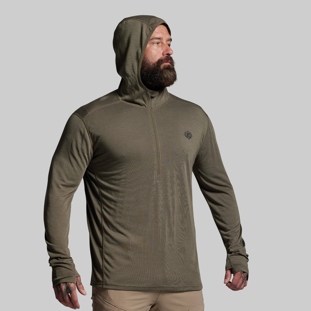 Ridgeline Merino Half Zip Hoodie 165 (OD Green)