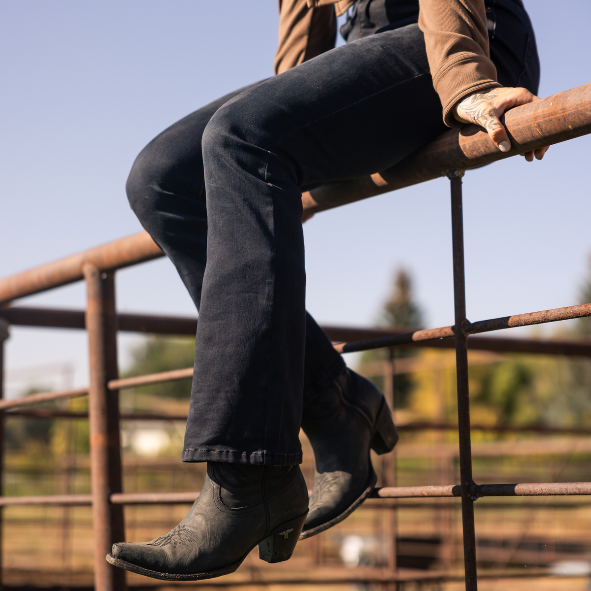 FLEX Stretchy Mid-Rise Boot Cut Jean (Black)