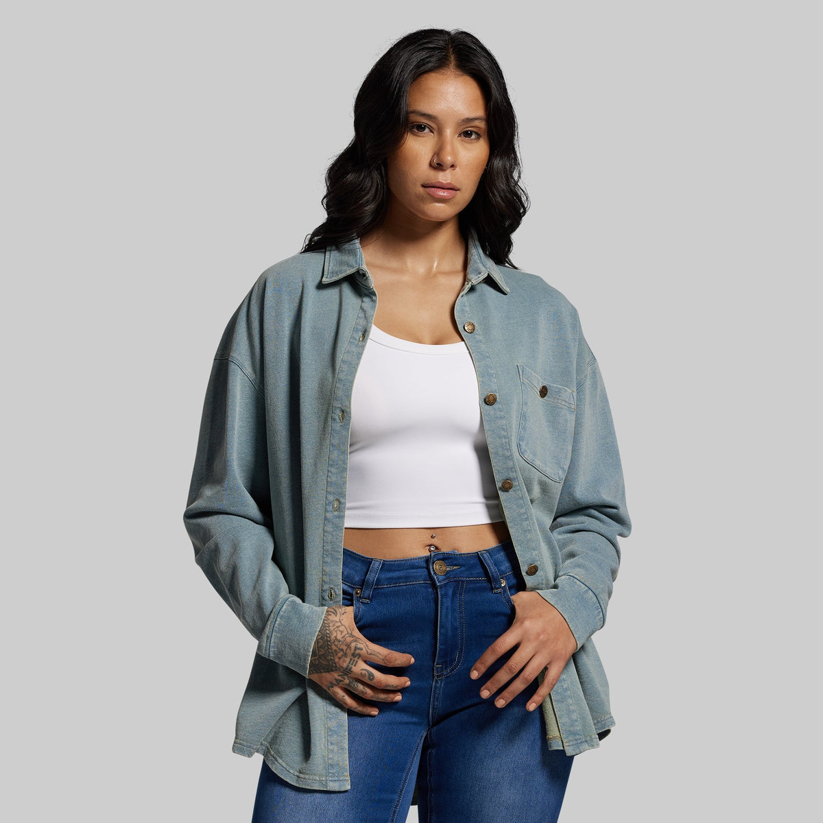 Women's Oversized Stretch Denim (Vintage Wash)