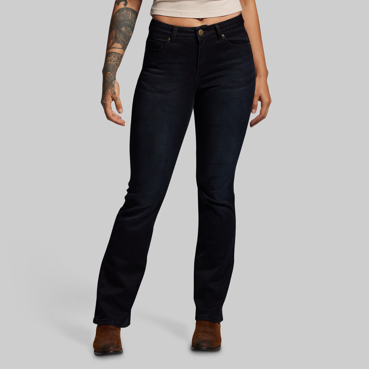 FLEX Stretchy Mid-Rise Boot Cut Jean (Black)