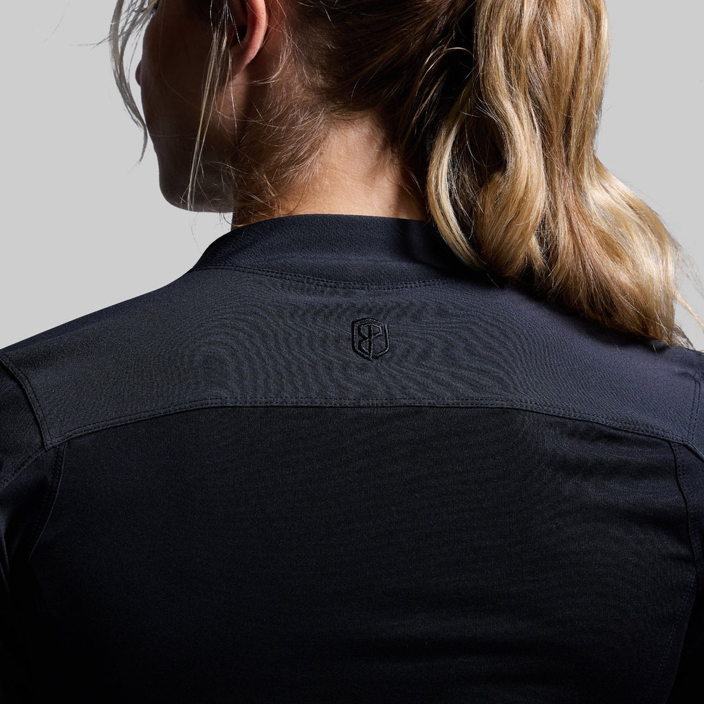 Women's Long Sleeve Op Top (Black)