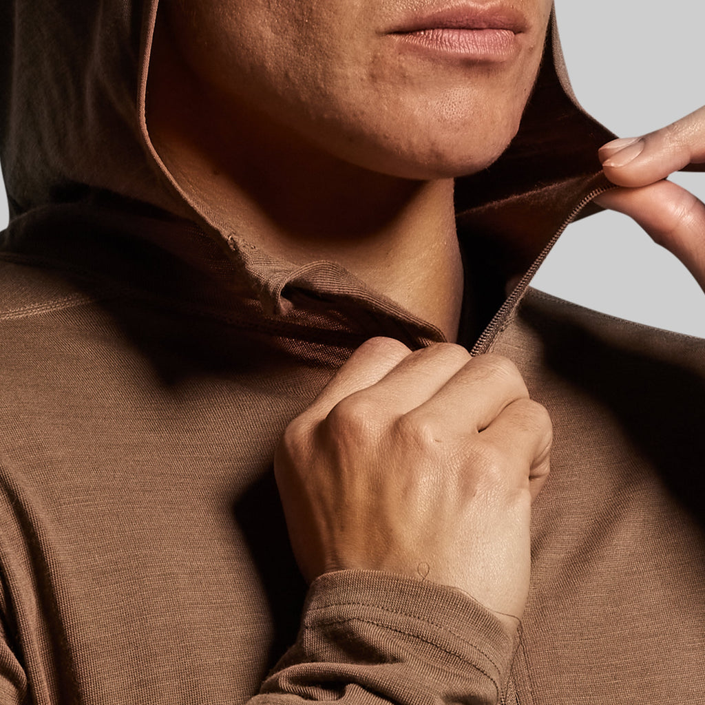 Women's Ridgeline Merino Half Zip Hoodie 165 (Coyote Brown)