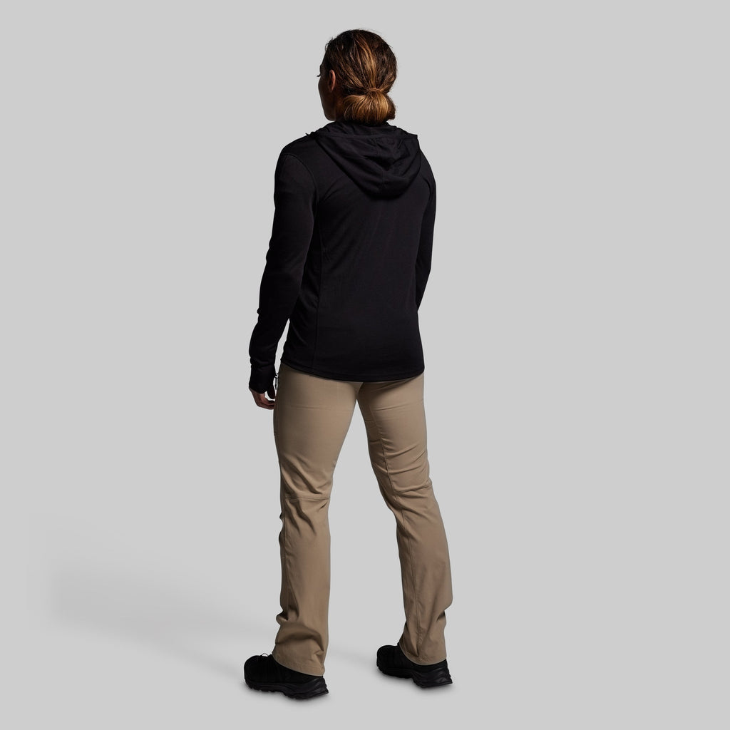 Women's Ridgeline Merino Half Zip Hoodie 165 (Black)