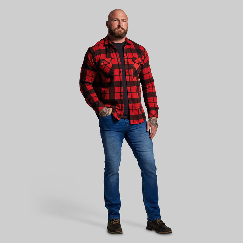 Woodsman Stretchy Flannel (Deep Red/Black)