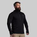 Ridgeline Merino Half Zip Hoodie 165 (Black)