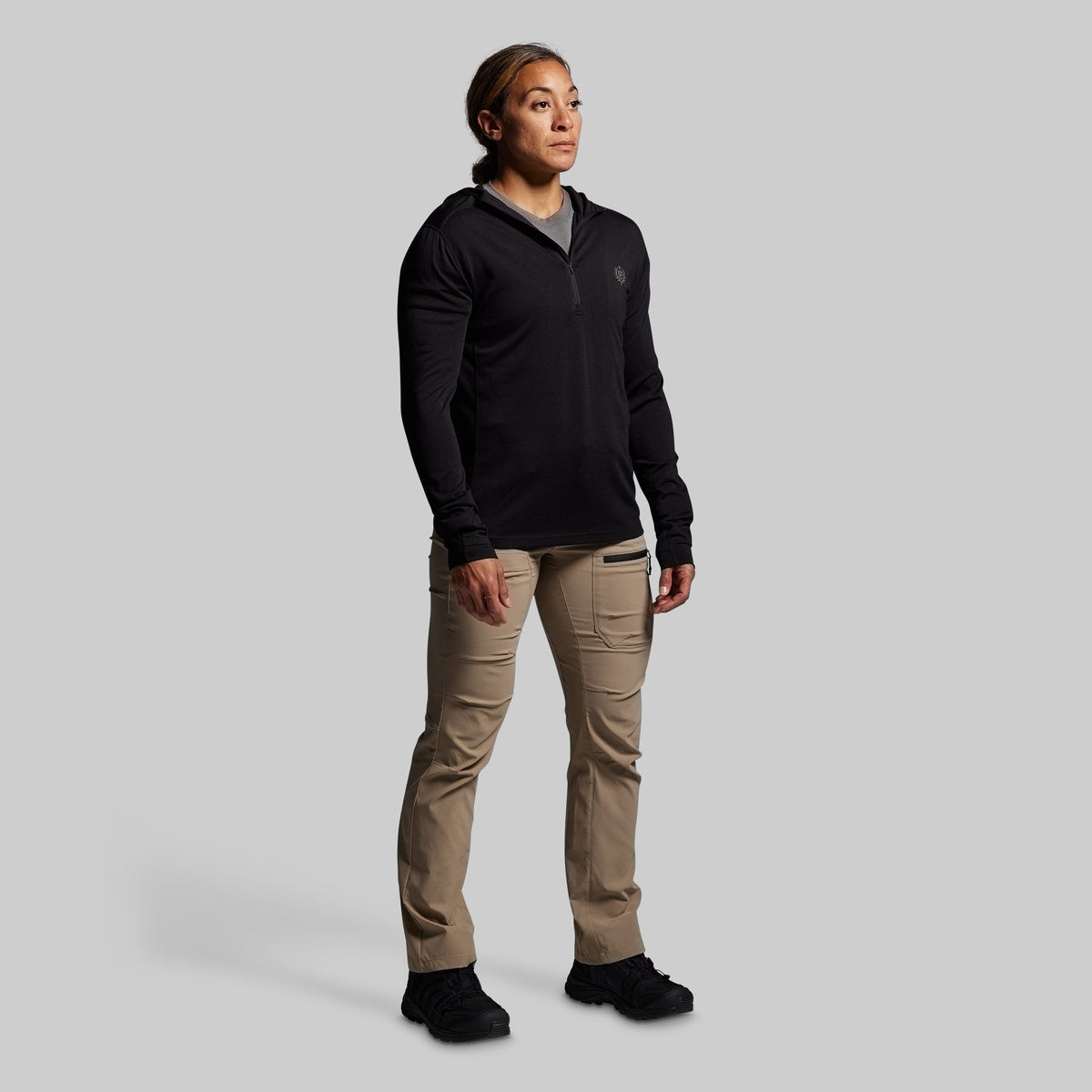 Women's Ridgeline Merino Half Zip Hoodie 165 (Black)