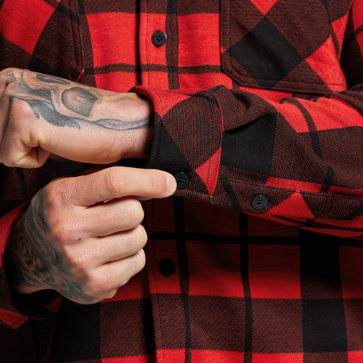 Woodsman Stretchy Flannel (Deep Red/Black)