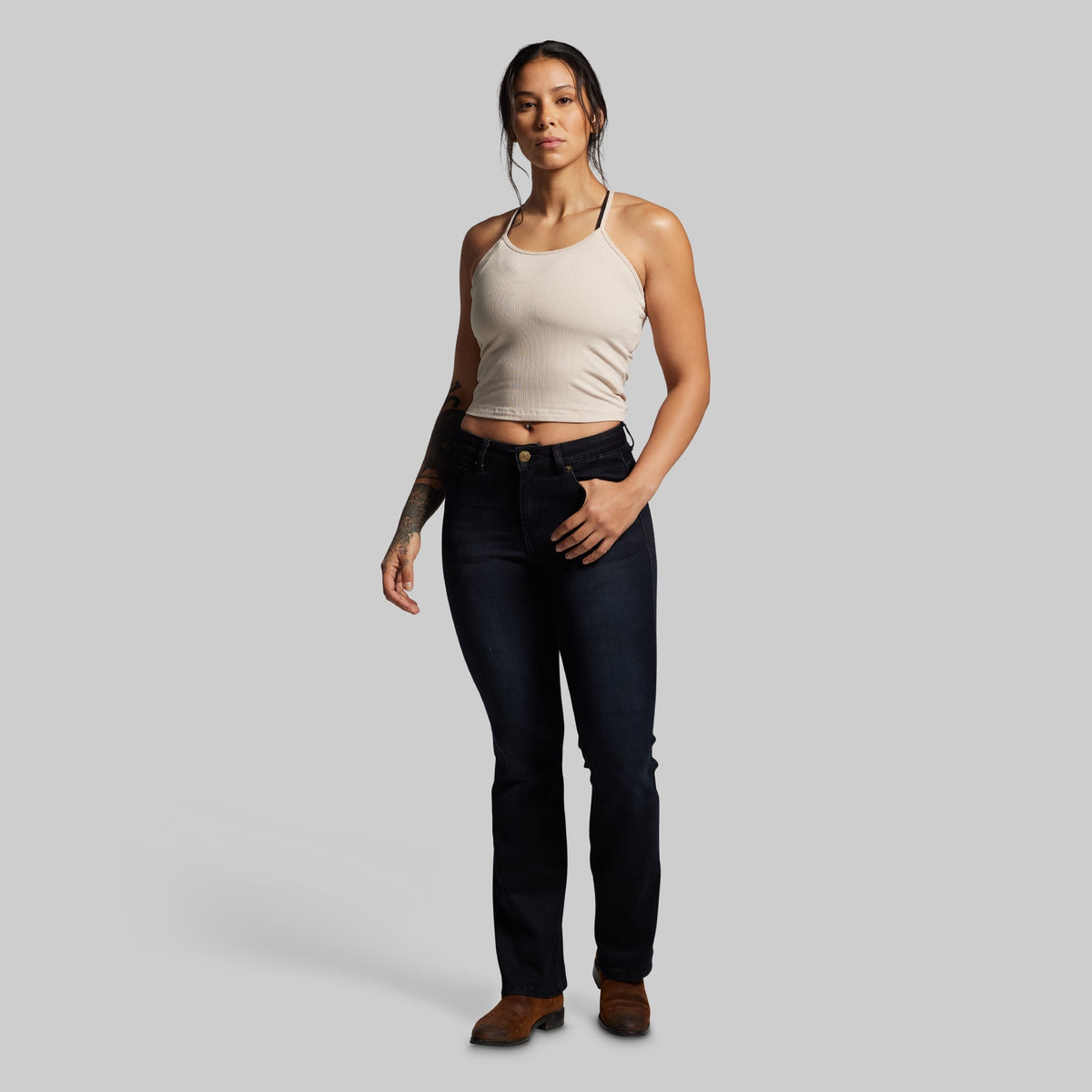FLEX Stretchy Mid-Rise Boot Cut Jean (Black)